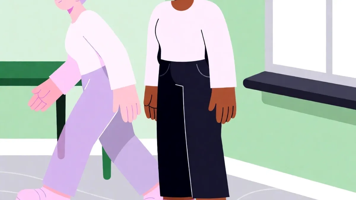 Illustration of a ghostly walking figure over a person on a walking pad, showing the brain's prediction of motion
