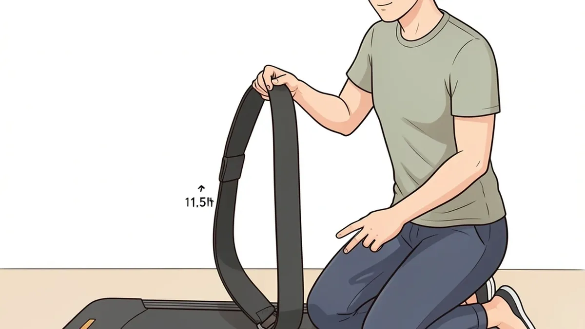 How to Check Walking Pad Belt Tension A person lifting the middle of a walking pad belt to check the tension gap.