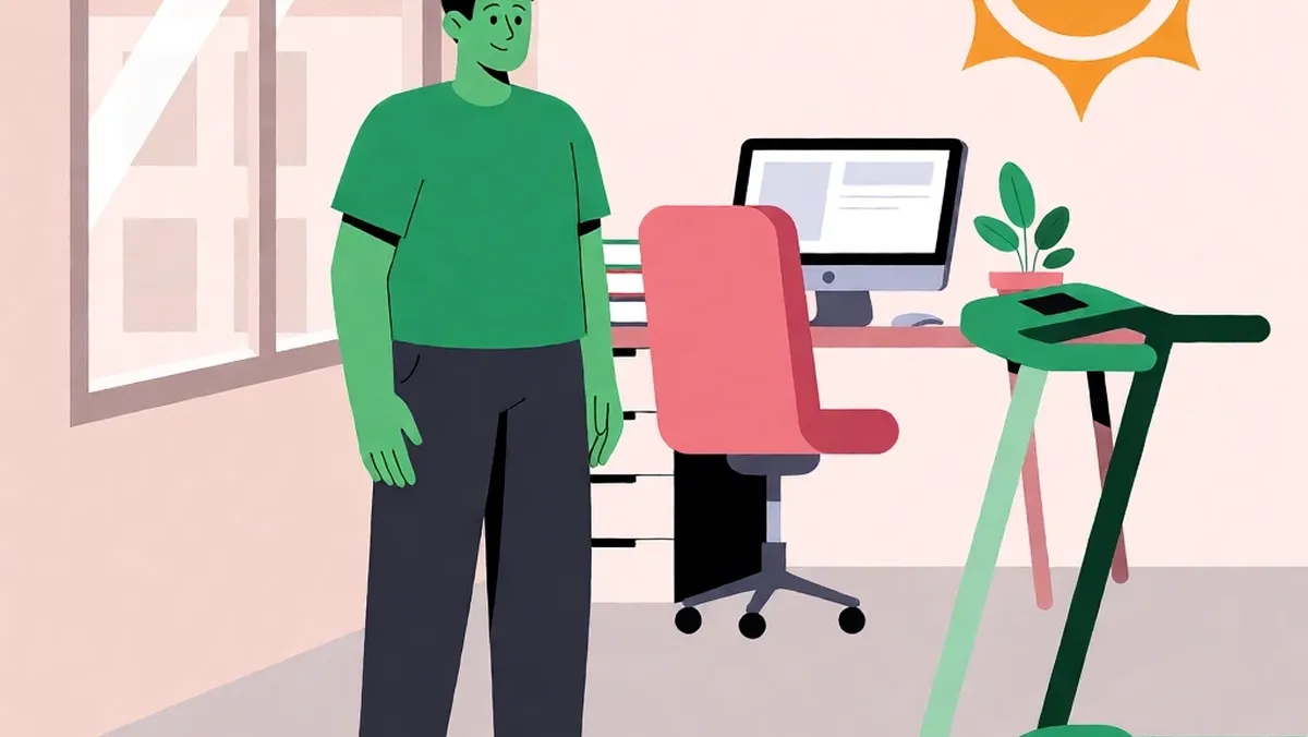 Illustration of a person feeling balanced and clear-headed after adapting to a walking pad