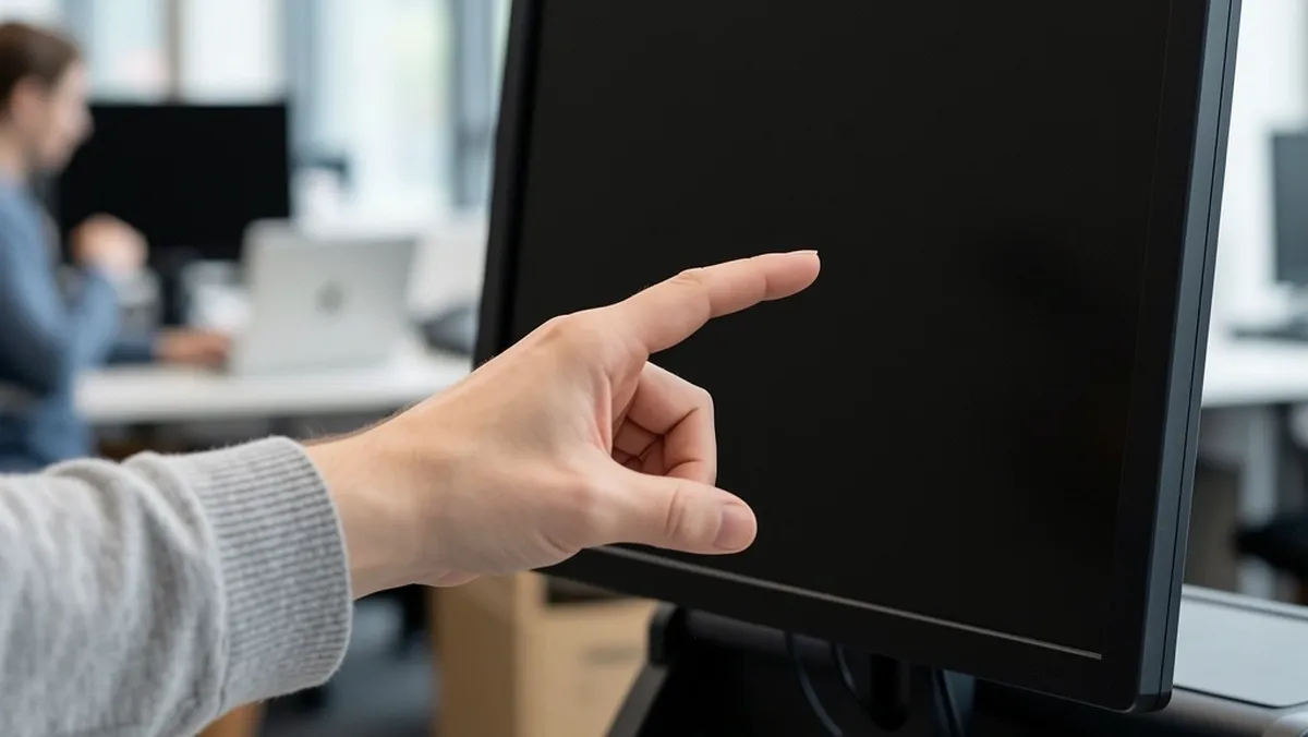 Optimal Monitor Distance for Walking Desks Person on a treadmill desk reaching toward a monitor placed beyond arm's length