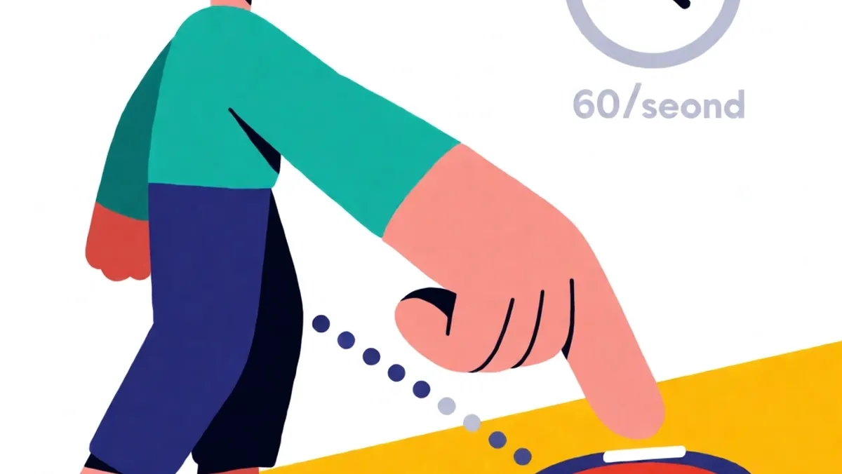 Illustration of a person slowing down a walking pad gradually to retrain balance