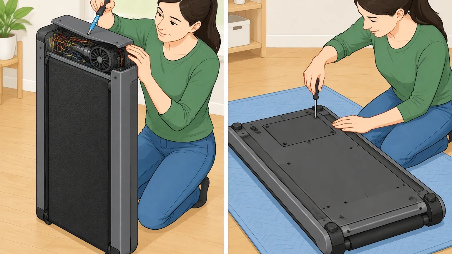 Accessing the Walking Pad Motor Chamber Two ways to access walking pad motor: top motor cover and bottom motor access panel