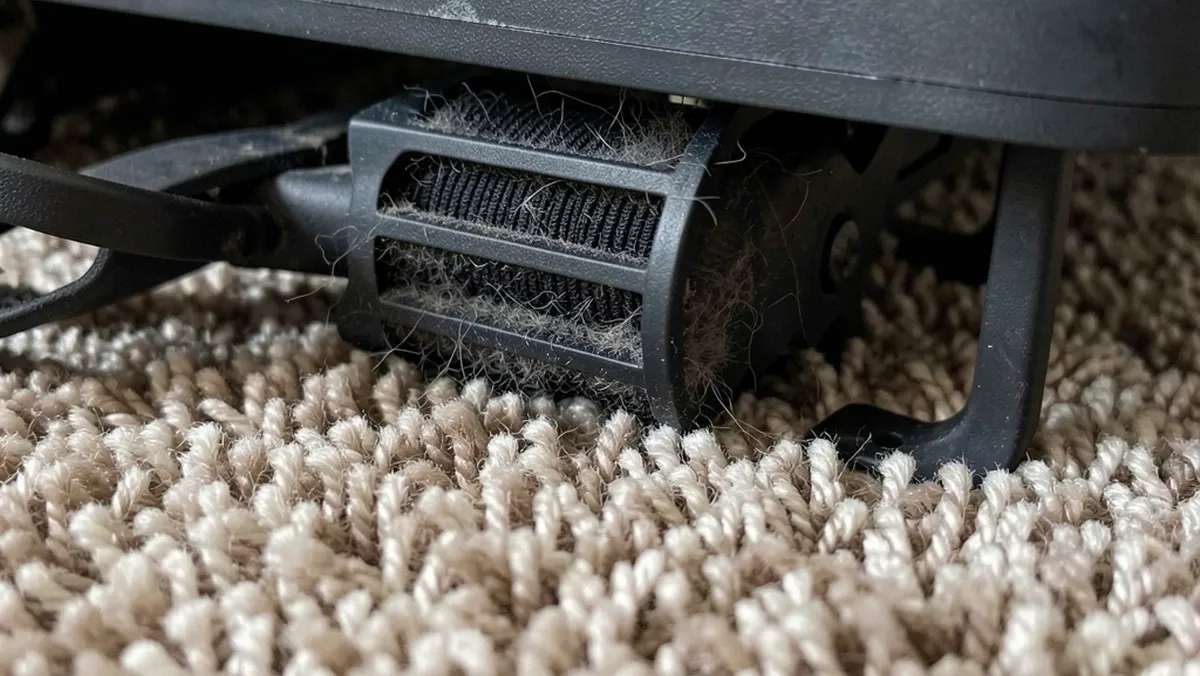 Walking Pad Underside Blocked by Carpet Carpet fibers touching the underside vent of a walking pad