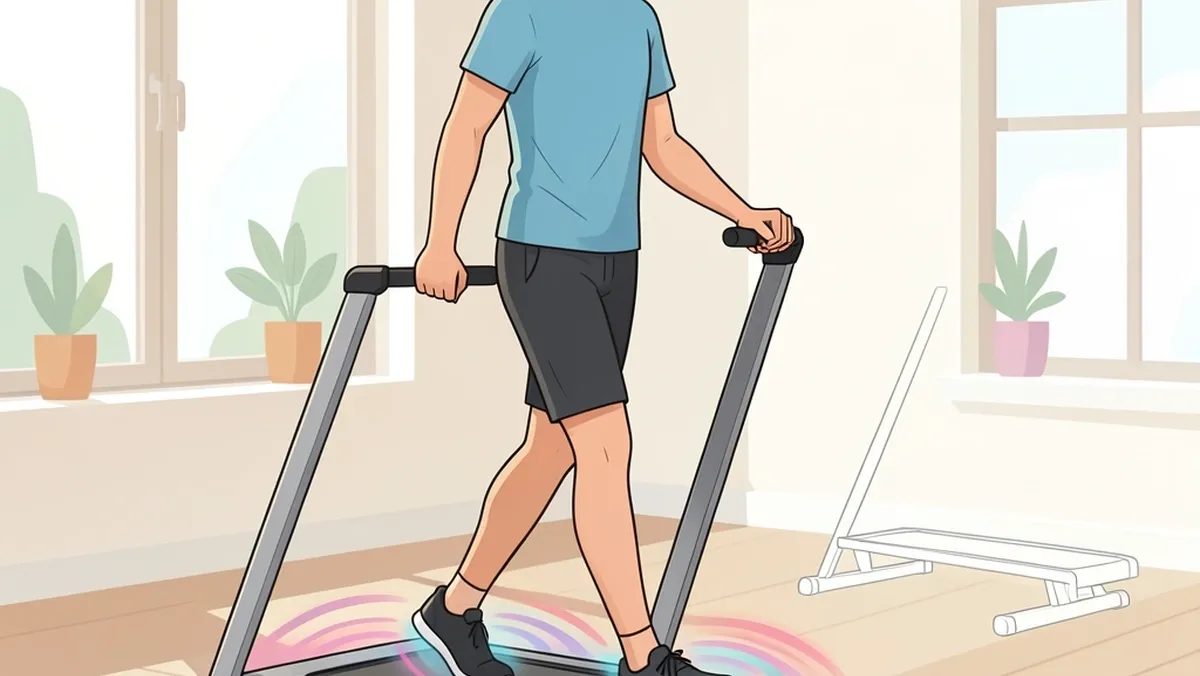 Person walking safely on a sturdy walking pad with a strong frame and deck that support everyday use.